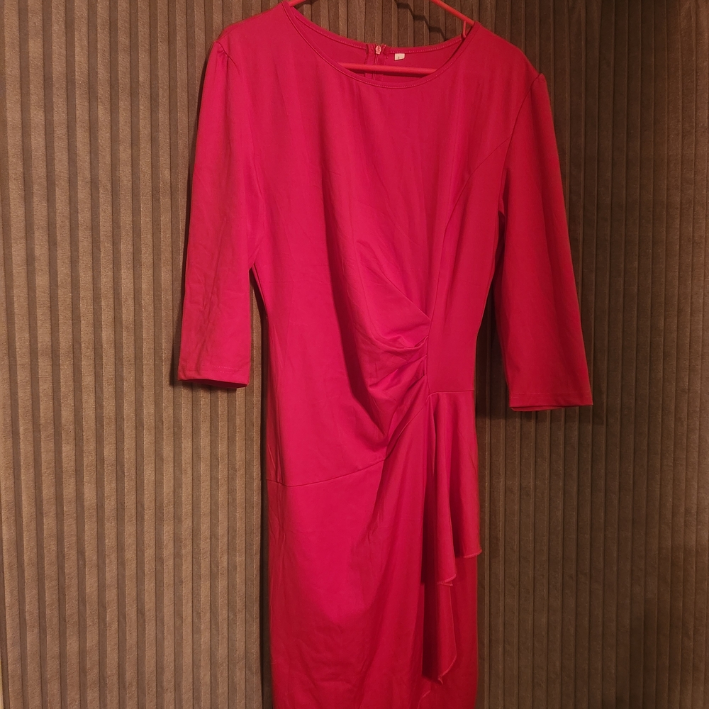 Source Unknown Vibrant Pink Long Sleeve Dress